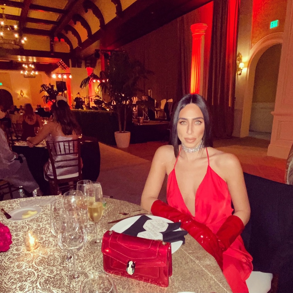 Red Zara satin dress